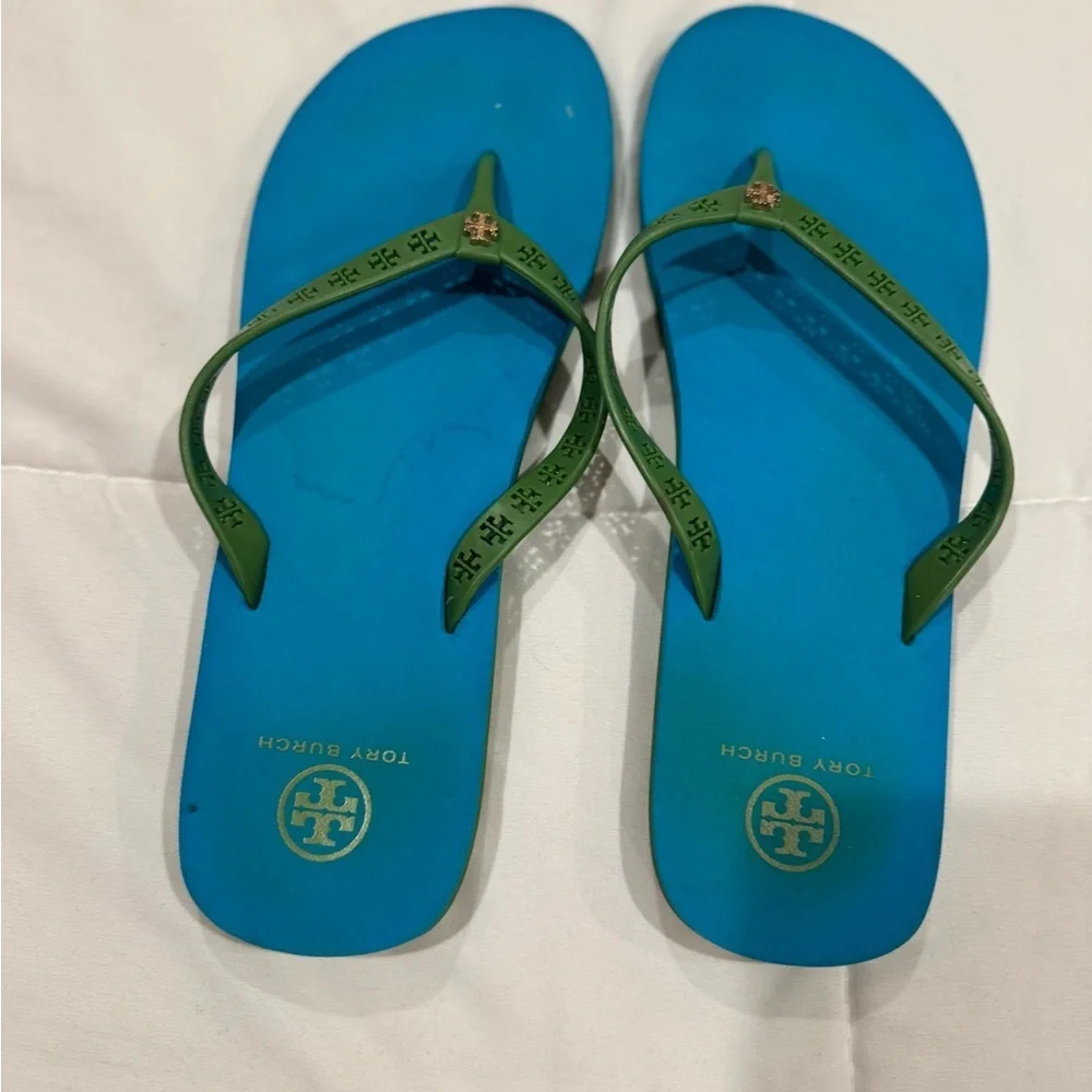 Tory Burch Blue and Green Sandals